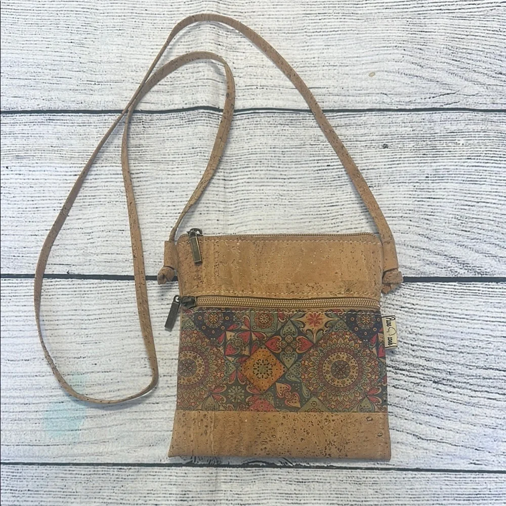 Pure Cork Crossbody Bag with Colorful Pattern - Picture 1 of 12